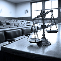 Scales of Justice in Courtroom 